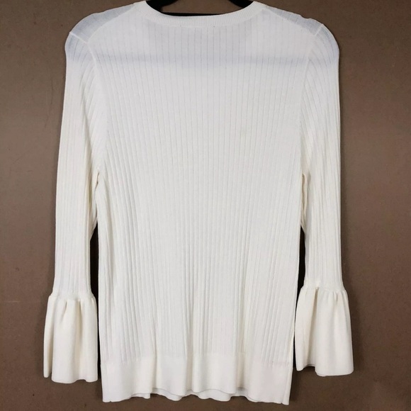 Ann Taylor Off White Ribbed Bell Sleeve Sweater Size M - Picture 2 of 7